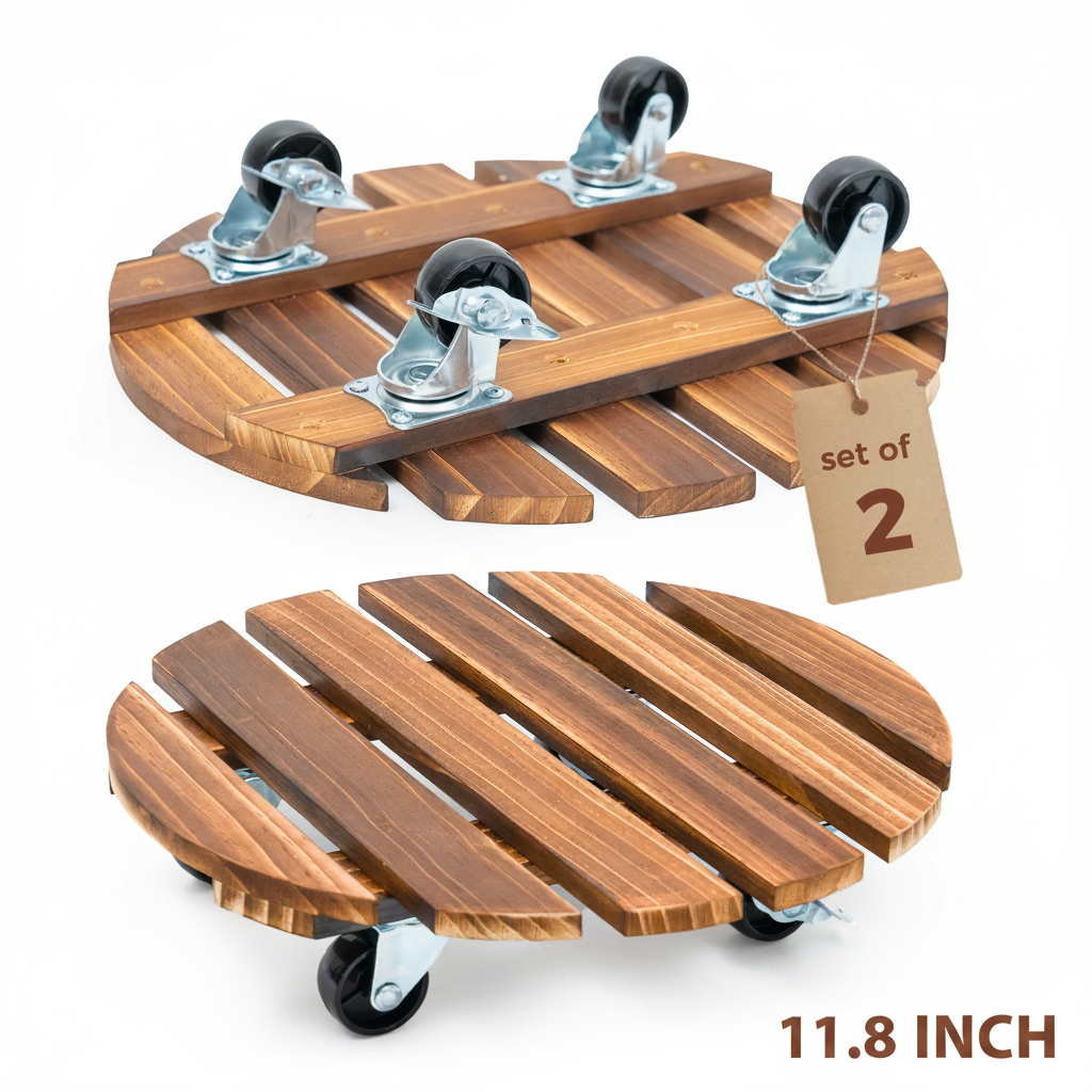 💥50%OFF🪴Heavy-Duty Iron-Wheeled Plant Caddy 2 Pack Patio Planters, Pots, And Garden Decor