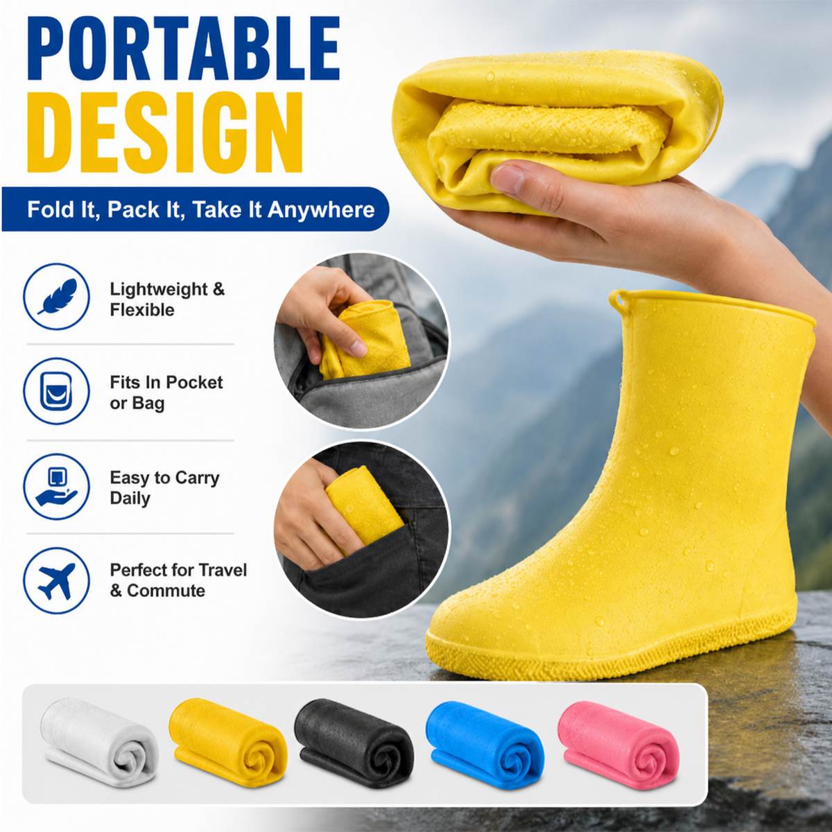 🌧️Heavy-Duty Rain Shoe Covers – Anti-Slip & Fold Into Your Bag