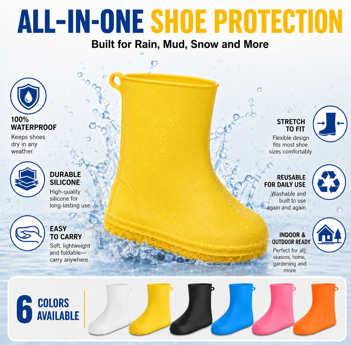 🌧️Heavy-Duty Rain Shoe Covers – Anti-Slip & Fold Into Your Bag
