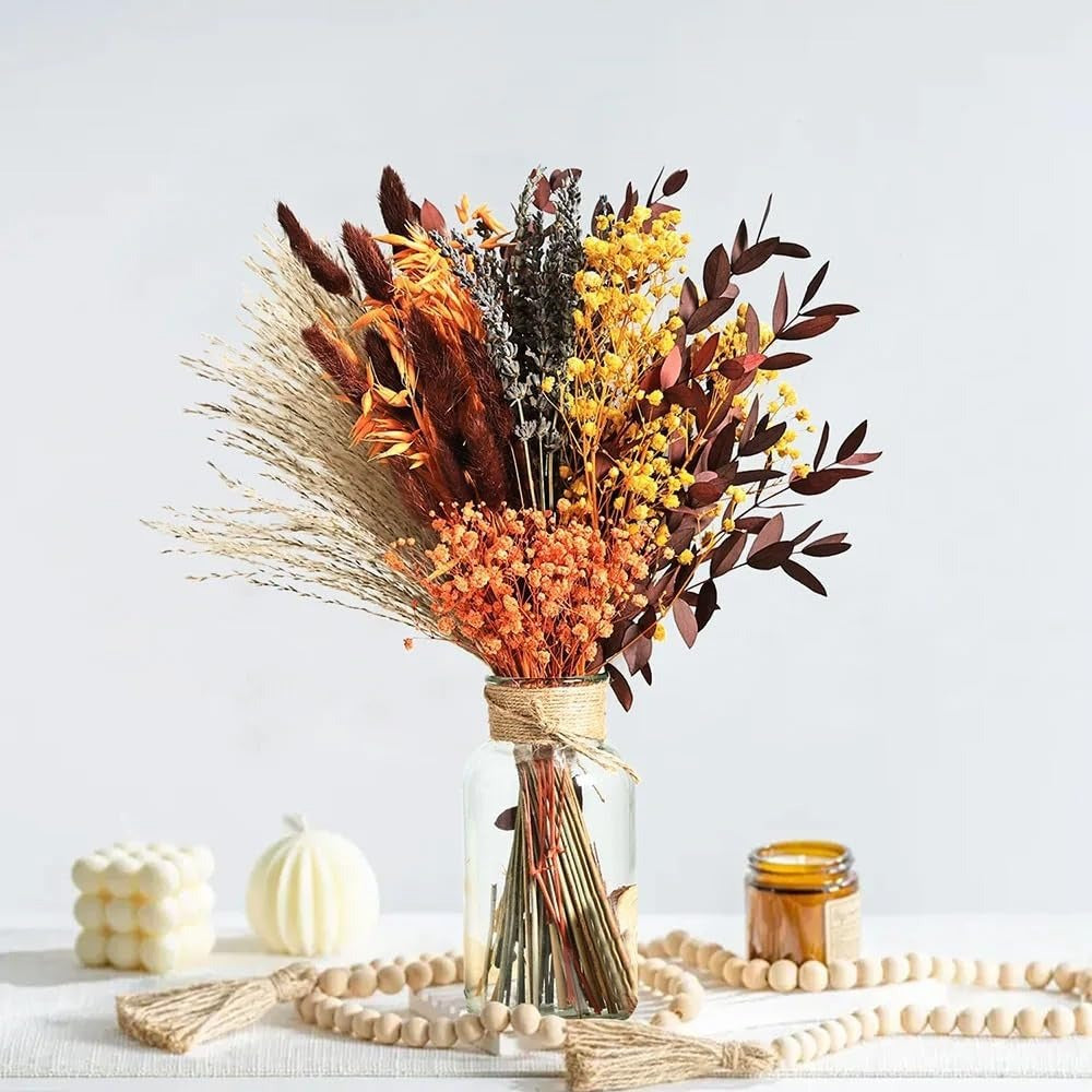 🌾✨Bohemian-style dried flower bouquet in autumn tones