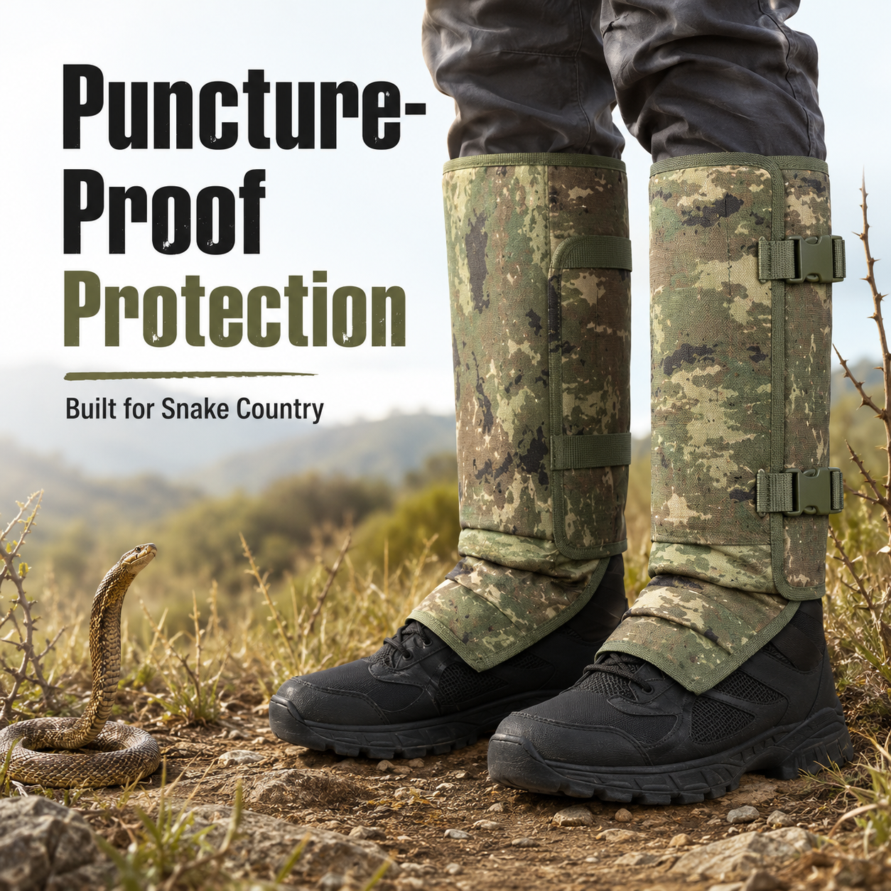 🔥Universal Adjustable Outdoor Snake Protection Leg Gloves🔥 Durable and abrasion-resistant fabric, suitable for hunting and hiking protective gear