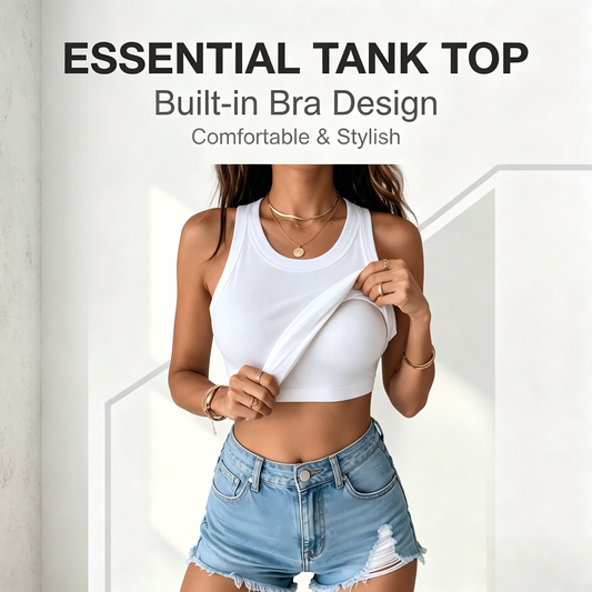 💥Limited-time special offer🍃 Crew neck ribbed vest with built-in bra pads