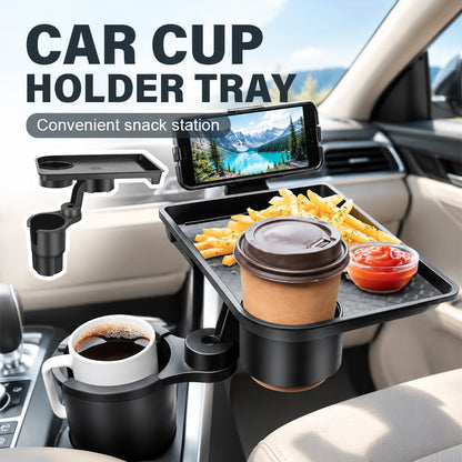 🚗Car Cup Holder Tray with Phone Stand and Extra Cup Holde Adjustable Car Cup Holder Tray with Expander Base