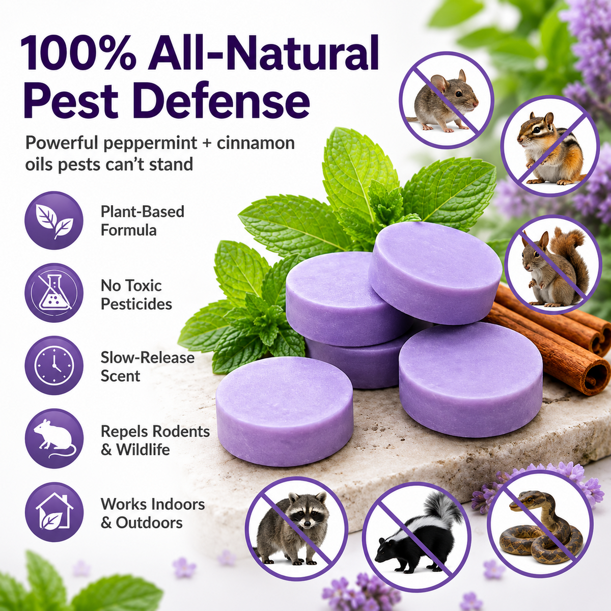 🐭 Final two hours! Half-price offer! 🔥 All-natural peppermint and cinnamon repellent blocks for pest and rodent control 🕷️🐍