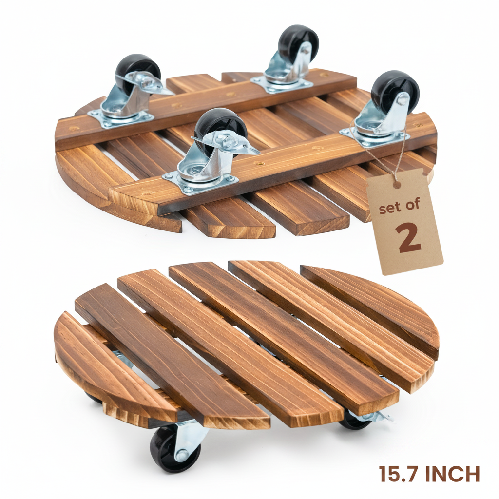 💥50%OFF🪴Heavy-Duty Iron-Wheeled Plant Caddy 2 Pack Patio Planters, Pots, And Garden Decor