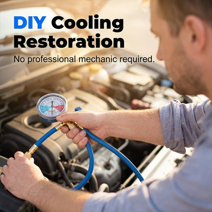 🎯 ! R134a AC Hose with Precision Gauge  📊🚛   Easy-to-Read Dial, Professional Grade