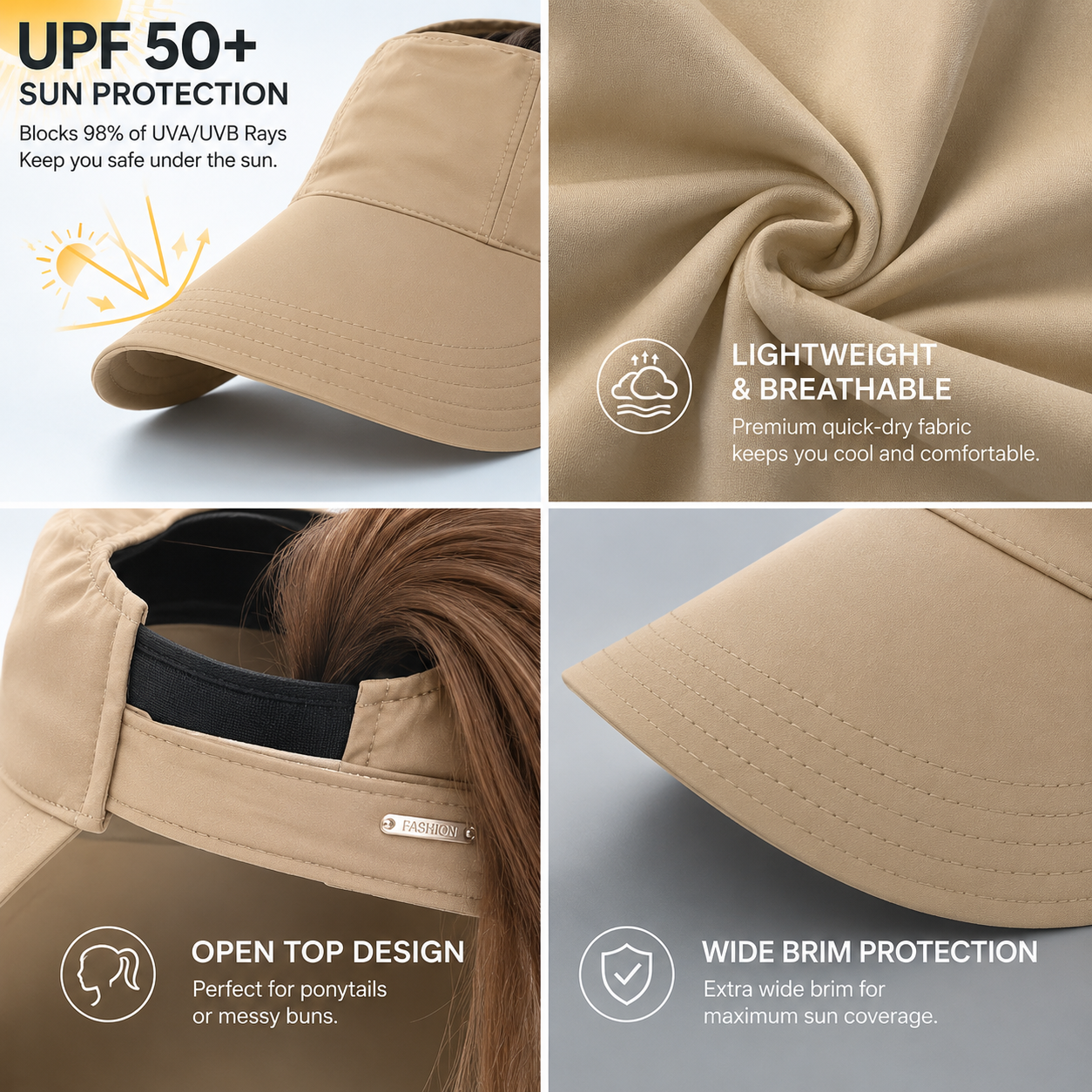 🔥Save 50%! ✨UPF 50+ Wide Brim Sun Visor Hat