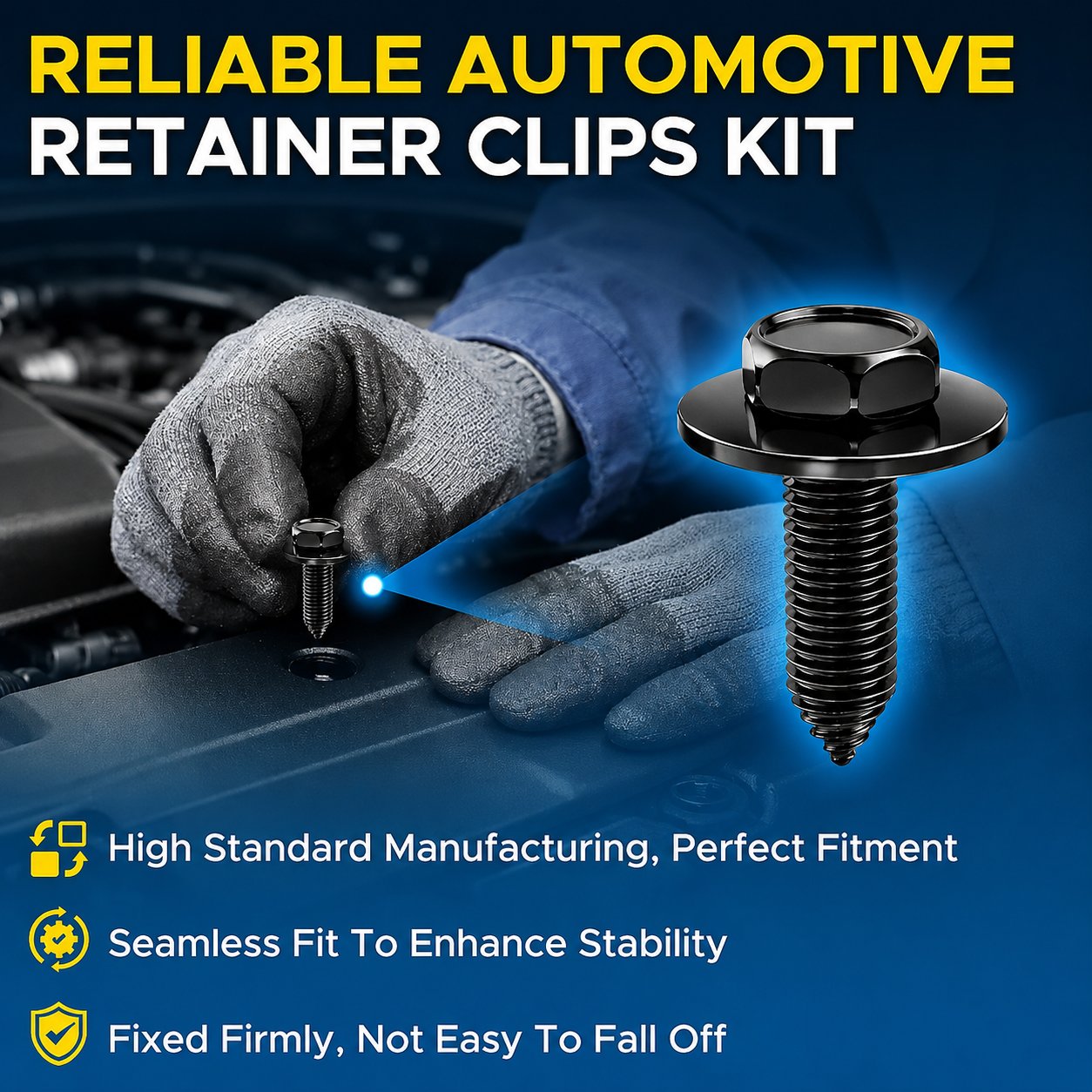 ⚙️ 50-piece set of 1/4-inch body bolts and U-nut clips