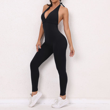 Lace-up Backless Jumpsuit