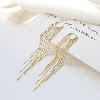 🔥HOT SALE🔥✨14K Gold Plated Long Tassel Earrings for Women