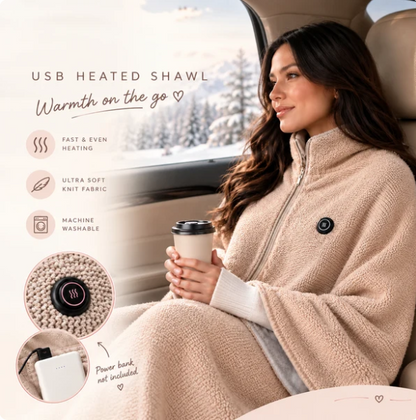 🔥Cozyhug🔥Portable Heated Shawl Soft Zipper Electric Heated Blanket Shawl
