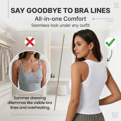 💥Limited-time special offer🍃 Crew neck ribbed vest with built-in bra pads