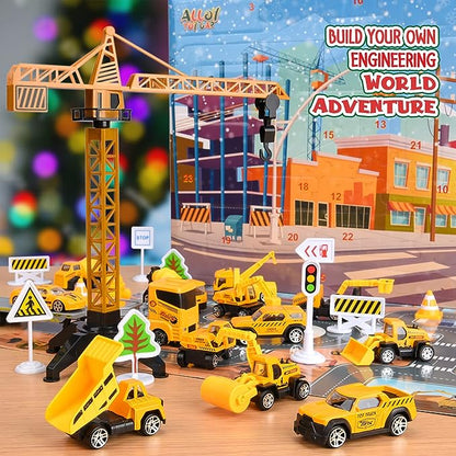 🎄Christmas Special Offer🎁 Die-Cast Construction Vehicle Advent Calendar for Christmas