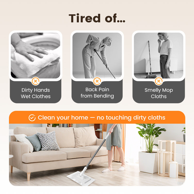 👑 50% off！🏆Disposable Dust Mop with 10 Reusable Cloths