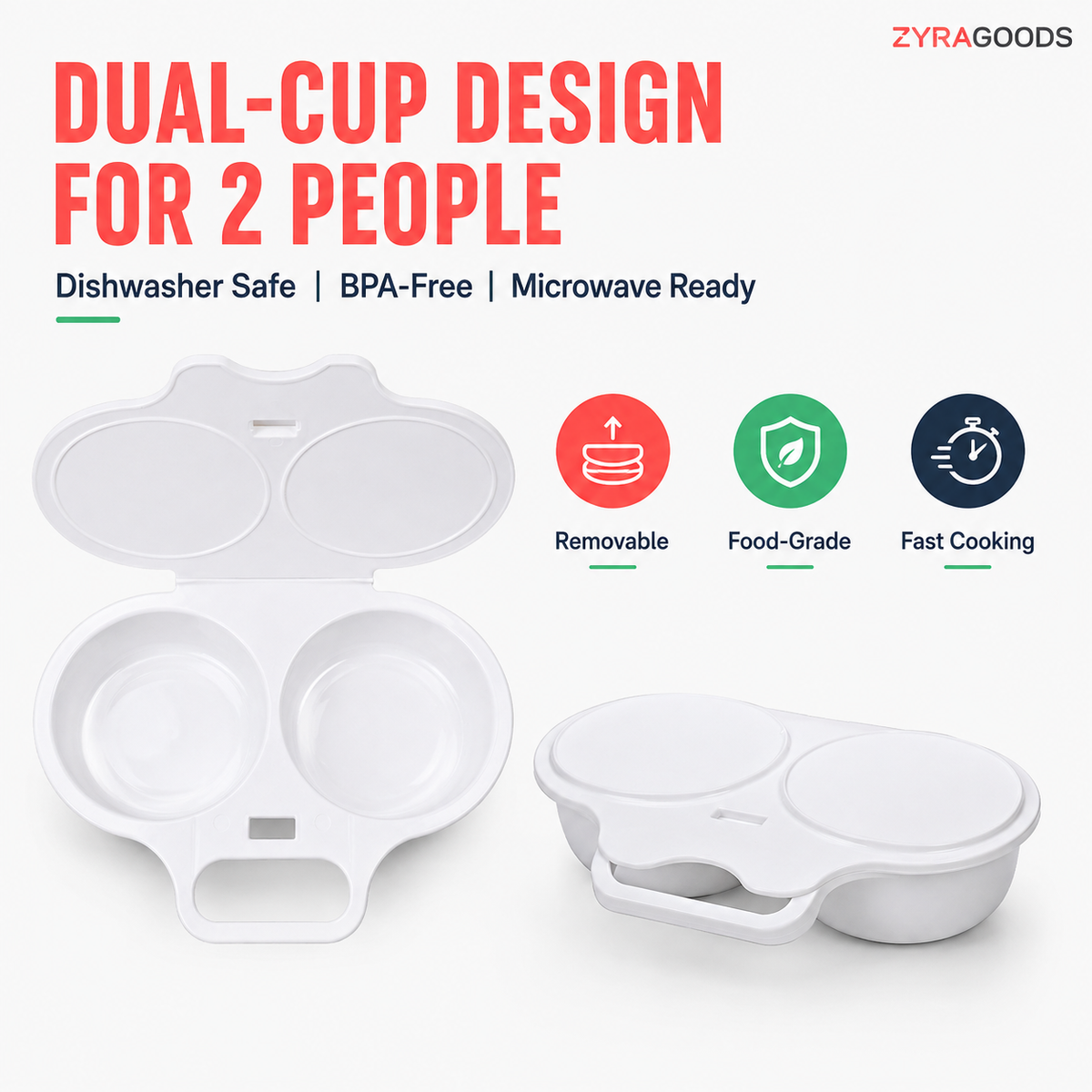 ⏱️First 30 customers enjoy buy 1 get 1 free!🥚Microwave Egg Poacher with Lid & Handle
