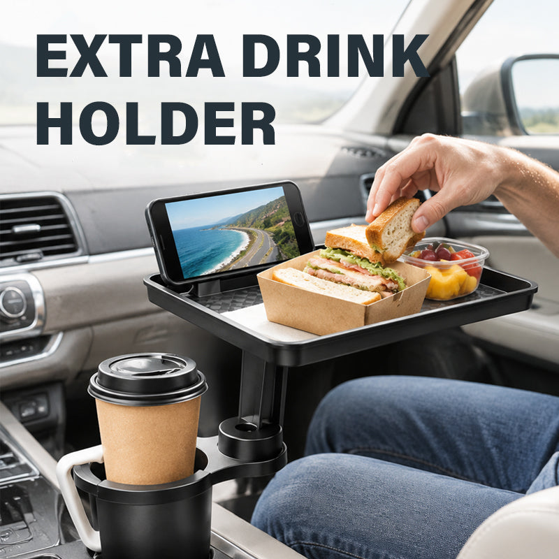 🚗Car Cup Holder Tray with Phone Stand and Extra Cup Holde Adjustable Car Cup Holder Tray with Expander Base