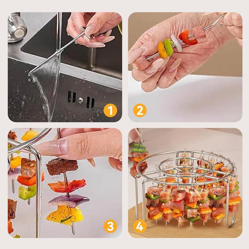 🔥Air Fryer Skewers Rack 🍢 Stainless Steel Vertical Skewers Rack