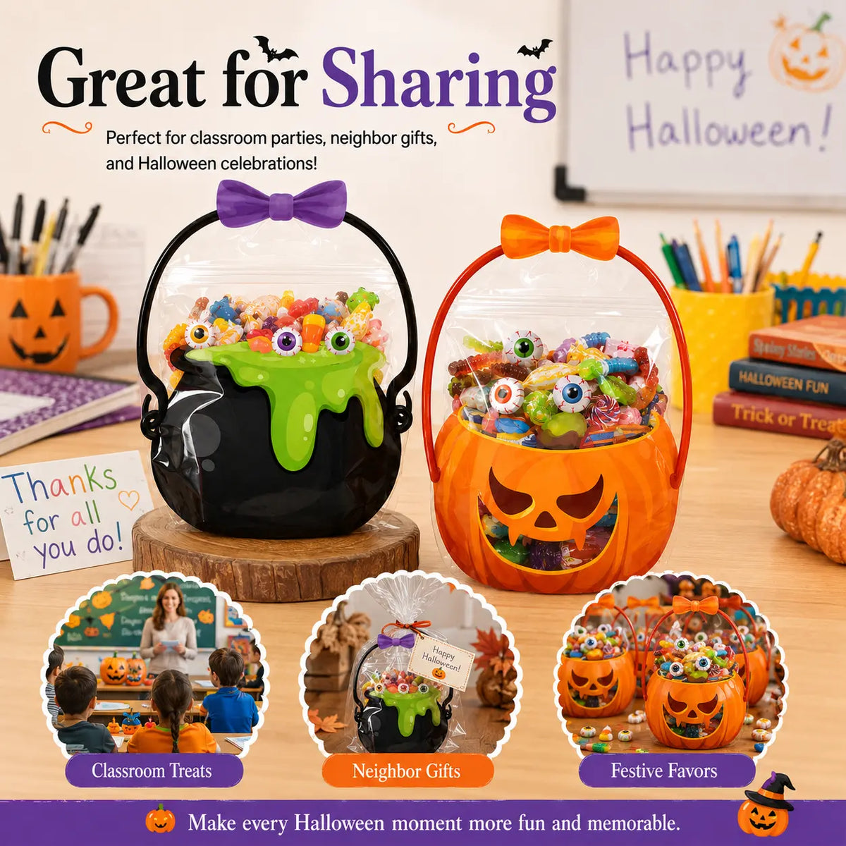 🎃 2026 Halloween Early Deal! 🎉Halloween Goodie Bags 🧡 Pumpkin & Cauldron Treat Bags