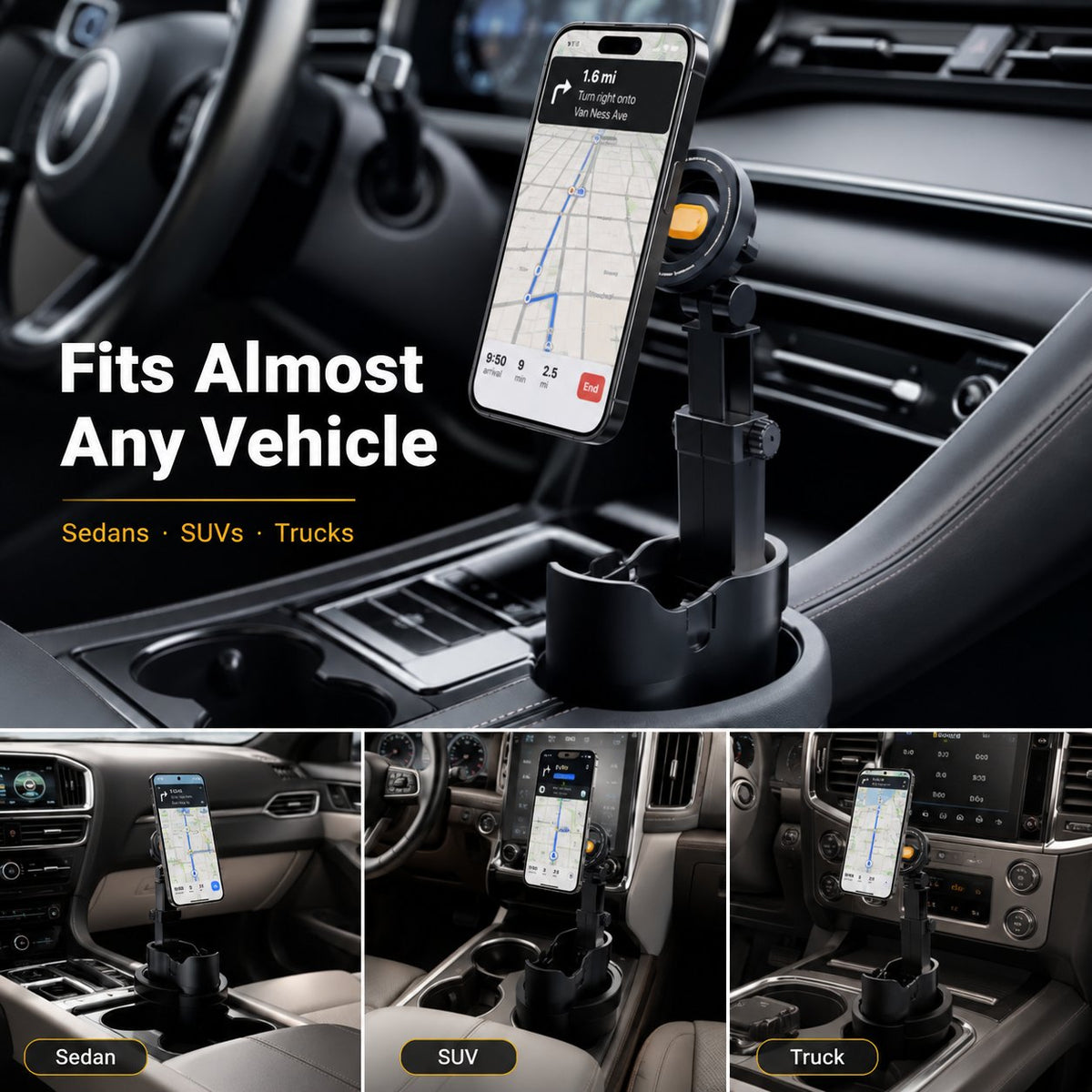 ❤️ 50% off for the first 50 customers! 🎉 Car Cup Holder Phone Mount — Supports 360° adjustment