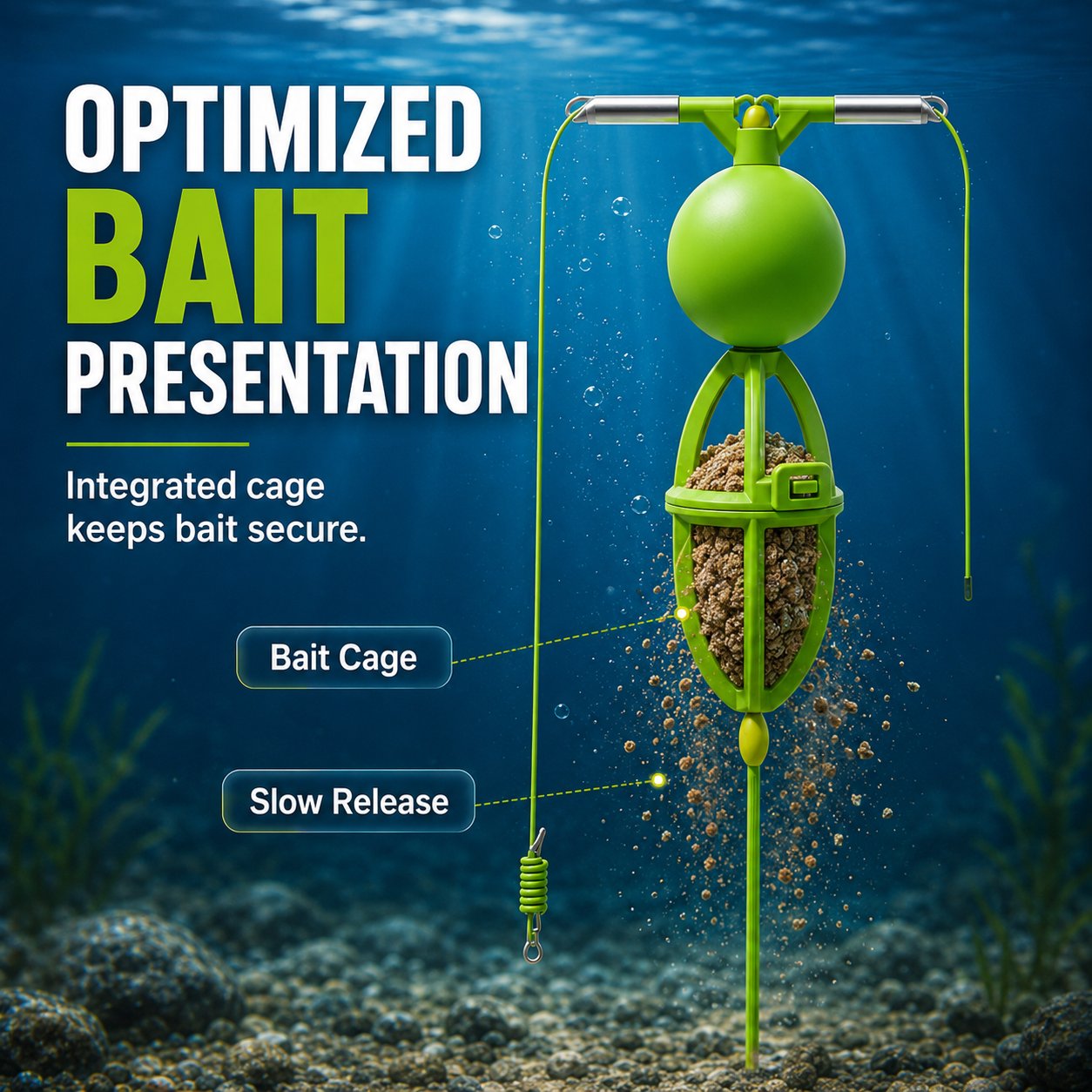 🎣 50% OFF Fishing Gear Deal – Tangle-Free Bottom-Up Feeder Basket System