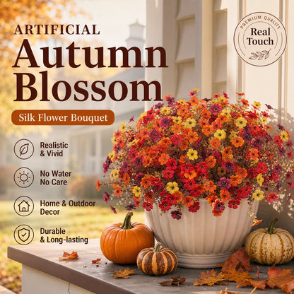 🍂🧡Artificial Autumn Violet Silk Flower Bouquet