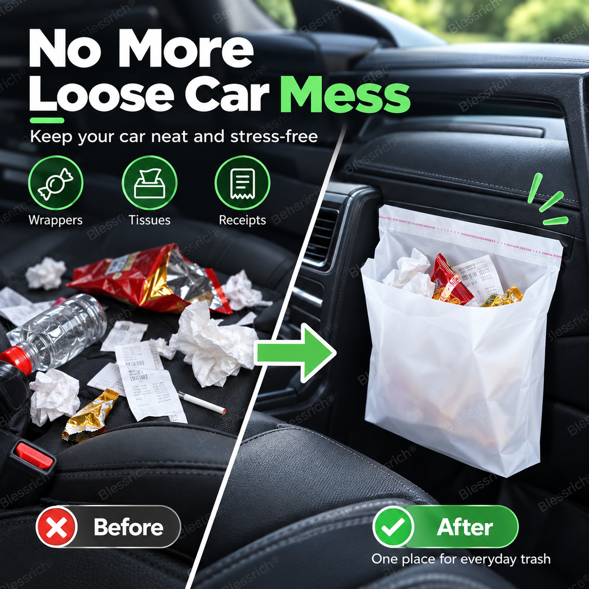 💞50K+ SOLD!🚗Self-Adhesive Car Cleaning Bags Car Trash Bag🧹✨