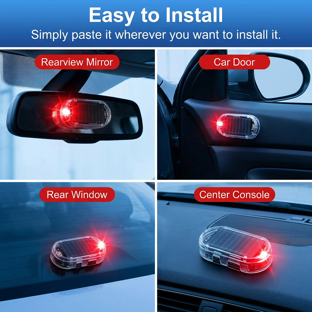 🔥BUY 1 GET 1 FREE🚗Solar Powered Fake Car Alarm Light Auto LED Security Warning Flashing Light