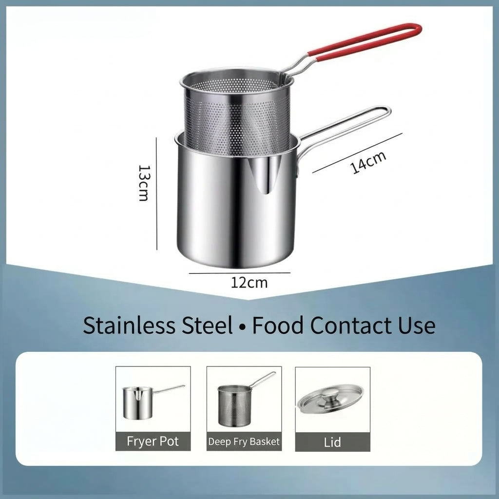 🍟 Limited-Time Half-Price Offer: Premium Stainless Steel Mini Deep Fryer & Oil Draining Set for Home Use