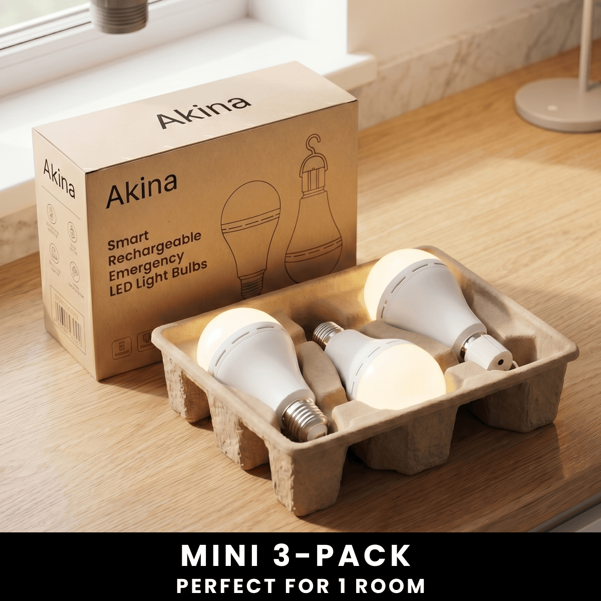 💡🛋️ 3PC Set – Rechargeable Emergency Light Bulbs