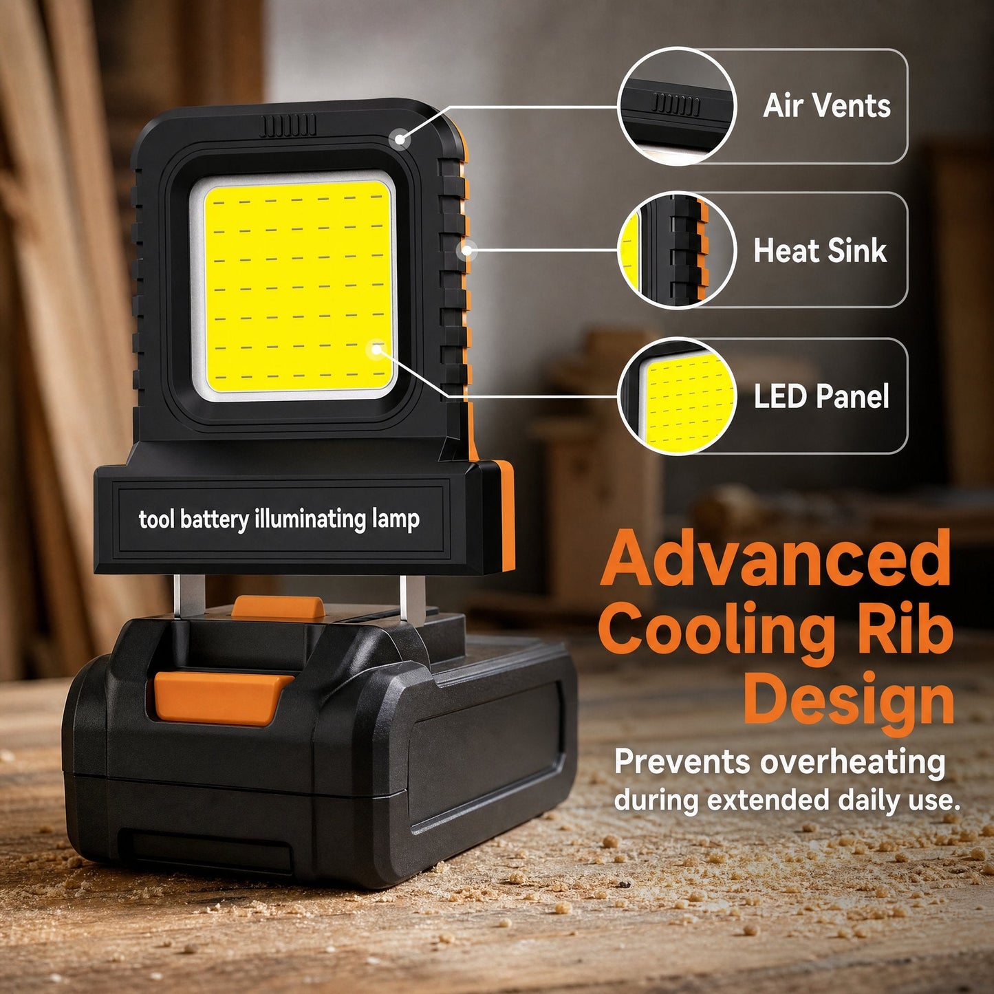 🔥High-brightness floodlight - compatible with all power tool batteries