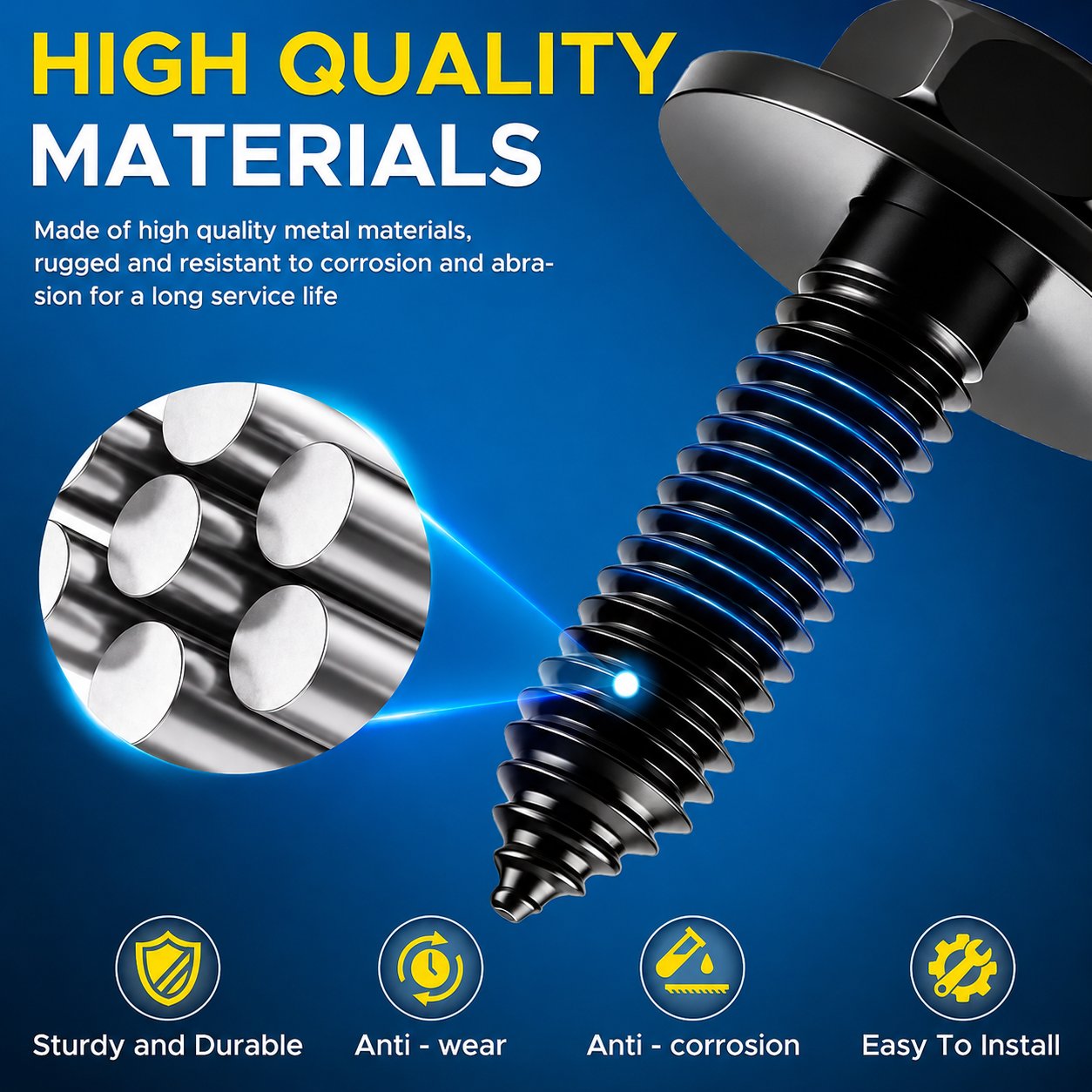 ⚙️ 50-piece set of 1/4-inch body bolts and U-nut clips