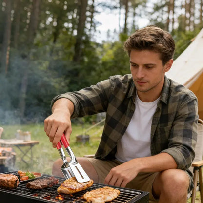 🍳 2-in-1 Spatula Tongs for Cooking and BBQ –304 Stainless Steel Food Flipper