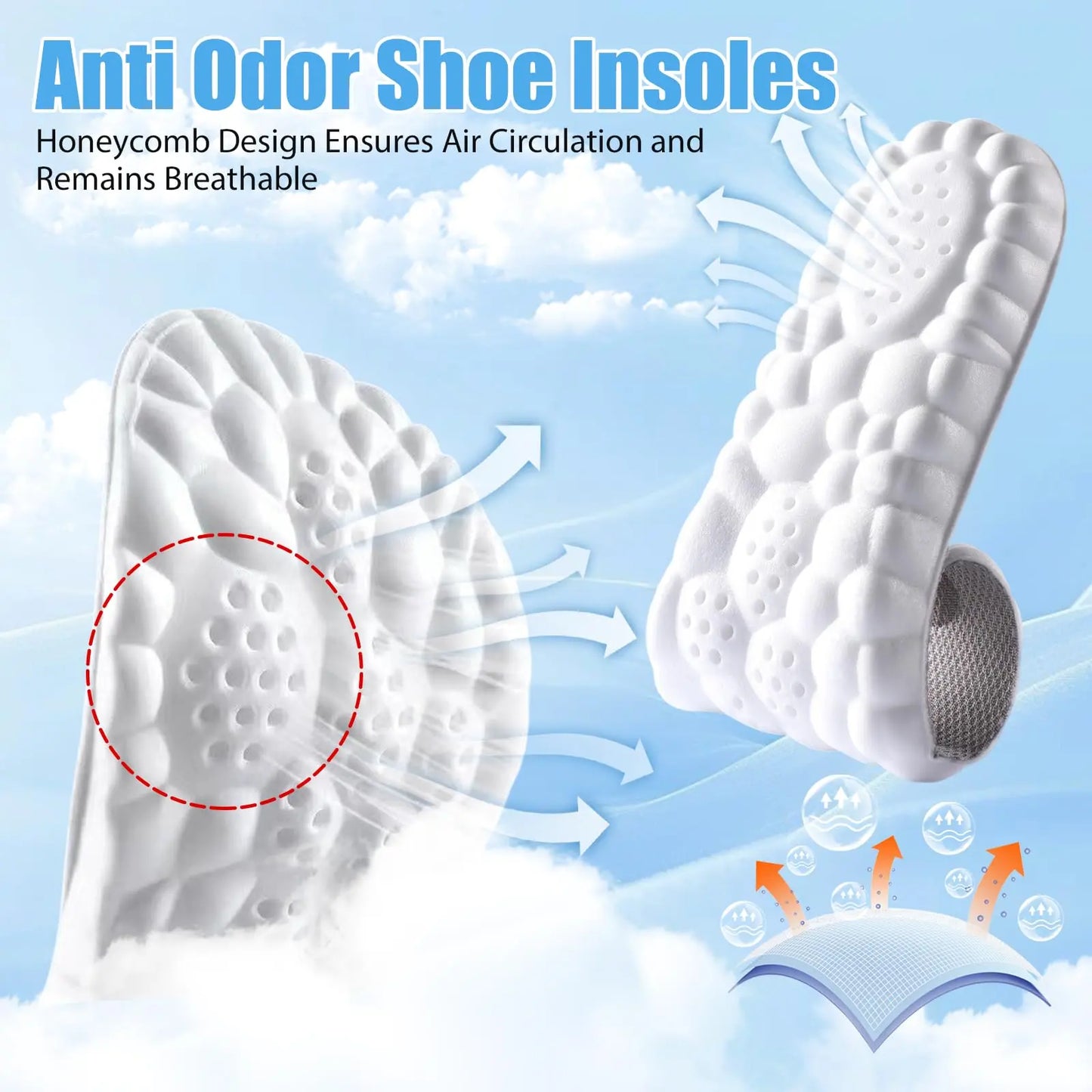 4D Cloud Memory Foam Insoles for Men & Women - Trim to Fit