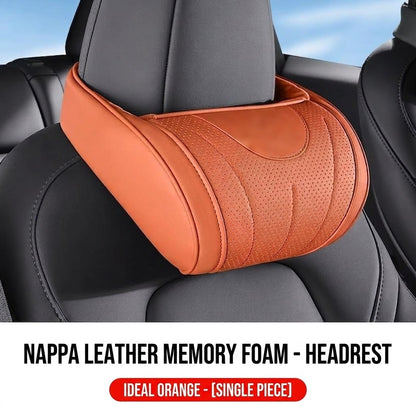 🔥50% OFF🎉Luxury Nappa Leather Car Neck Pillow – Premium Comfort & Support