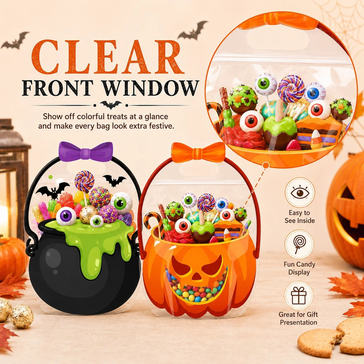🎃 2026 Halloween Early Deal! 🎉Halloween Goodie Bags 🧡 Pumpkin & Cauldron Treat Bags