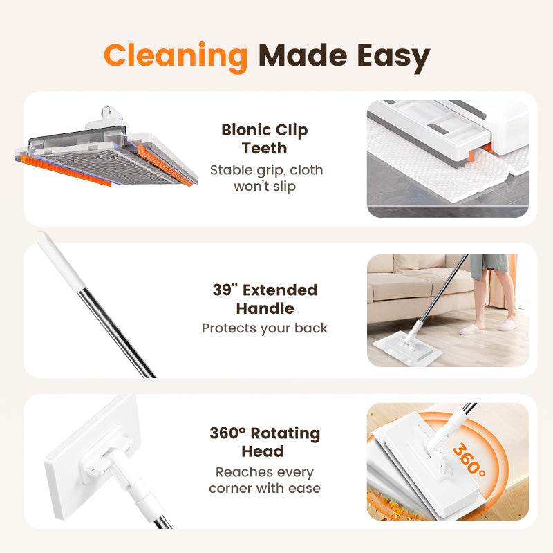 👑 50% off！🏆Disposable Dust Mop with 10 Reusable Cloths