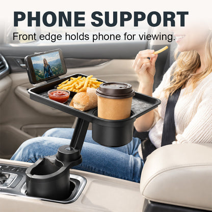 🚗Car Cup Holder Tray with Phone Stand and Extra Cup Holde Adjustable Car Cup Holder Tray with Expander Base