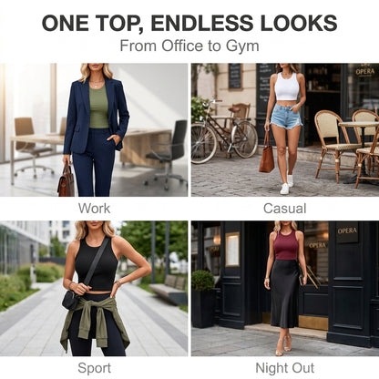 💥Limited-time special offer🍃 Crew neck ribbed vest with built-in bra pads