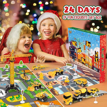 🎄Christmas Special Offer🎁 Die-Cast Construction Vehicle Advent Calendar for Christmas