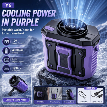 💥50%OFF🌬️Rechargeable Portable Mini Waist Fan with Belt Clip, 199 Speeds, for Outdoor Workers