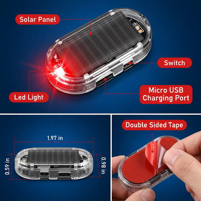 🔥BUY 1 GET 1 FREE🚗Solar Powered Fake Car Alarm Light Auto LED Security Warning Flashing Light