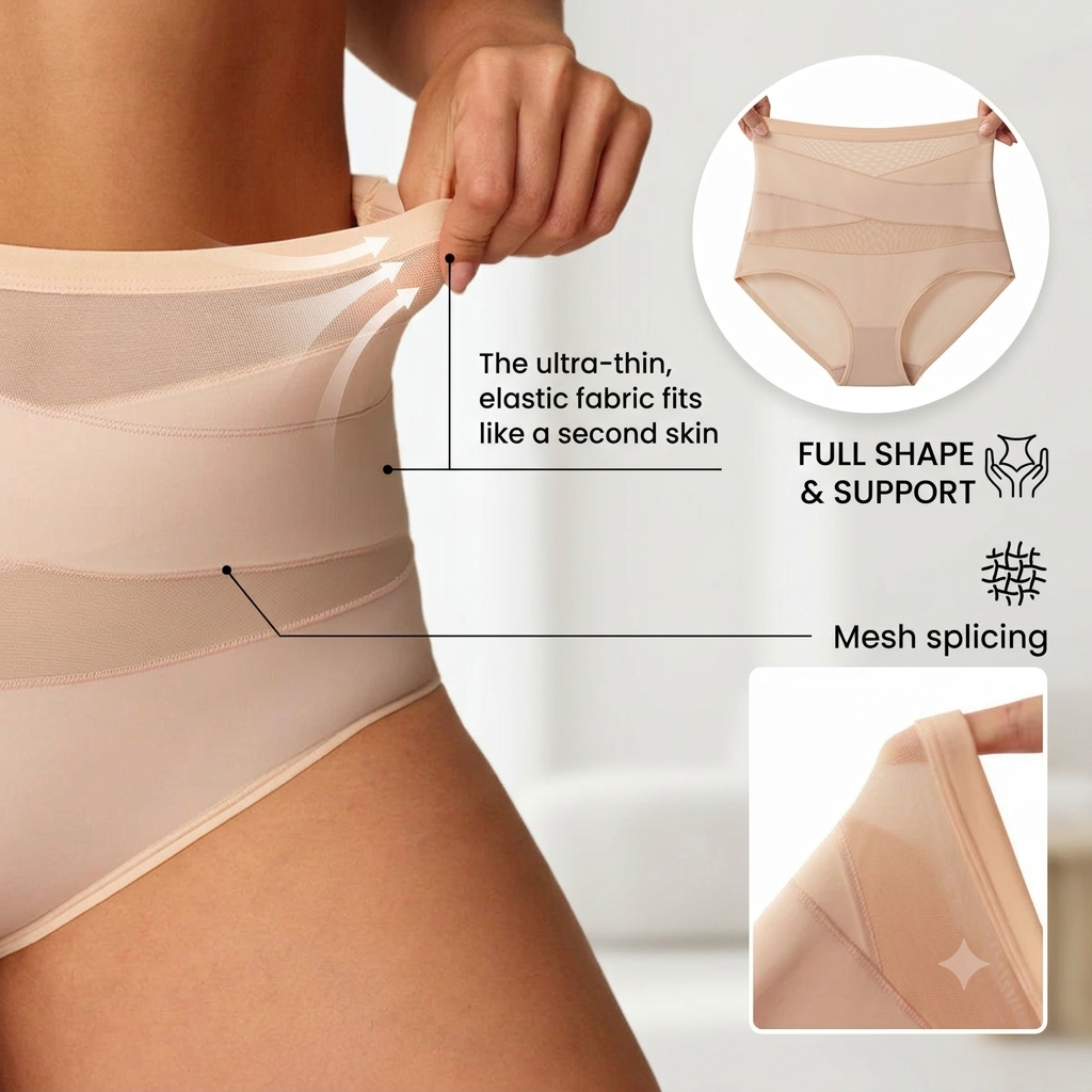 🌸Plus-Size High-Waist Cross Tummy Control Panties