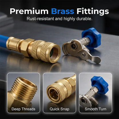 🎯 ! R134a AC Hose with Precision Gauge  📊🚛   Easy-to-Read Dial, Professional Grade