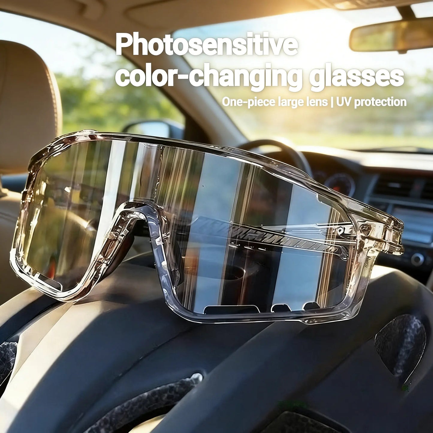 ✨ 50%off ✨ New Arrival: Photochromic UV-Protective Sports Sunglasses - Windproof & Sand-Resistant Cycling & Hiking Eyewear