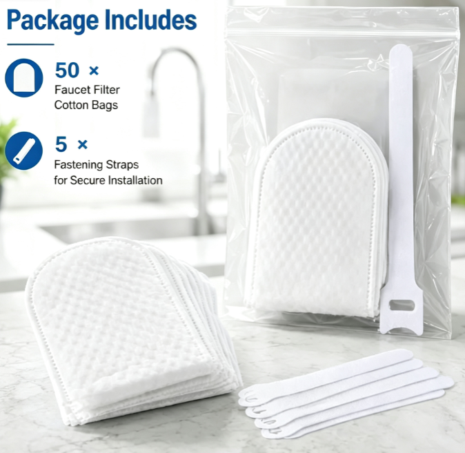 💧 Disposable Cotton Faucet Filter Bags with Fastening Straps