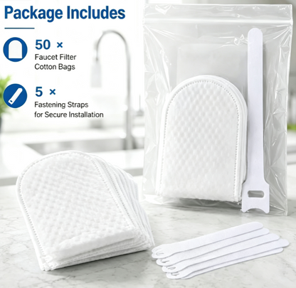 💧 Disposable Cotton Faucet Filter Bags with Fastening Straps