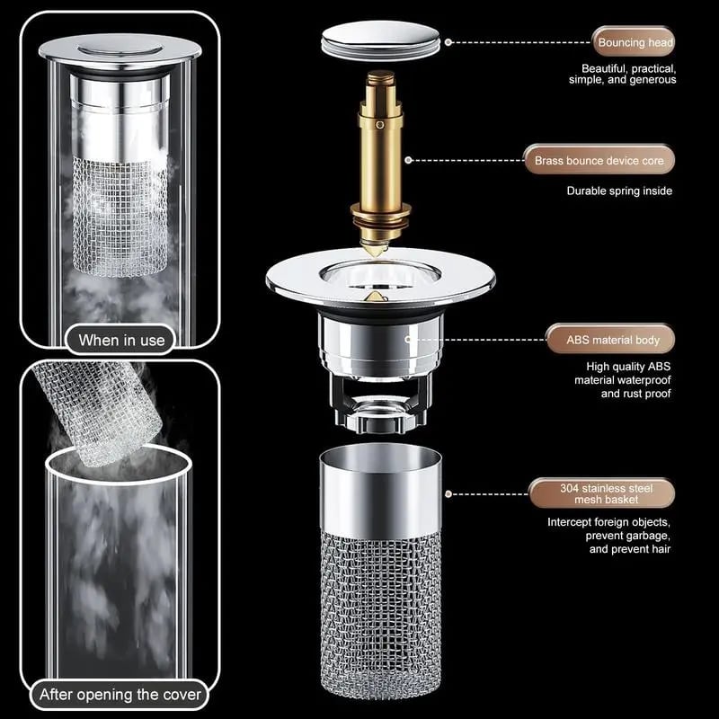 🔥 Buy one get one free 🛡️ Universal Pop Up Sink Drain Filter
