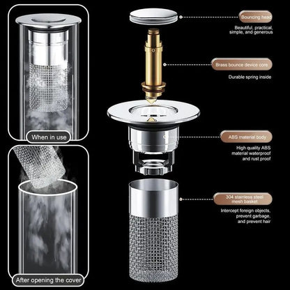 🔥 Buy one get one free 🛡️ Universal Pop Up Sink Drain Filter