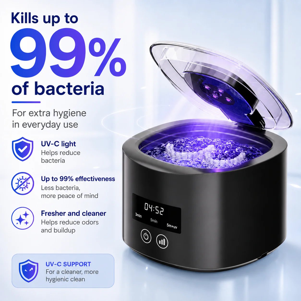 🔥HOT SALE🔥🦷 Denture Dome Ultrasonic UV-C Cleaner