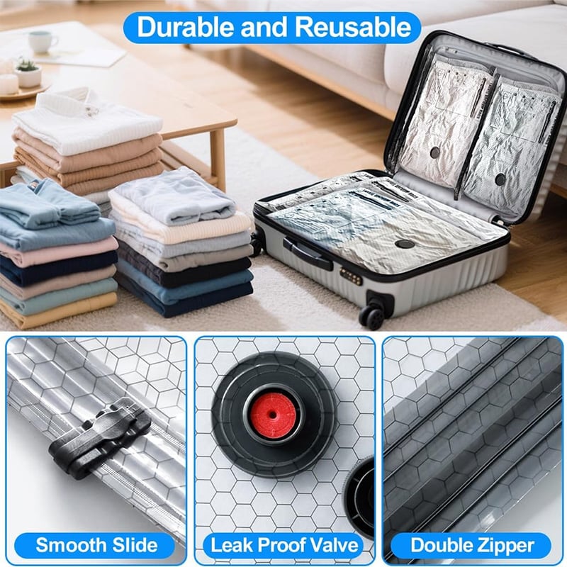 50% off 🔥 Wireless travel vacuum compression storage bag set, reusable ~ Increases space by up to 80%